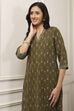 Green Cotton Printed Straight Kurta image number 6