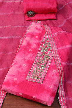 Pink Organza Unstitched Suit set image number 0