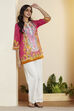 Sage Green Cotton Floral Printed Straight Kurti image number 0