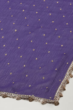 Pink & Purple Poly Cotton Straight Embroidery Kurta Slim Pant Suit Set image number 2