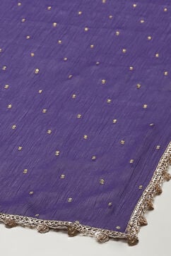 Pink & Purple Poly Cotton Straight Embroidery Kurta Slim Pant Suit Set image number 2