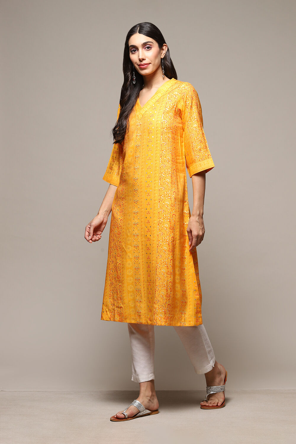 Brown Poly Viscose Straight Printed Kurta image number 2