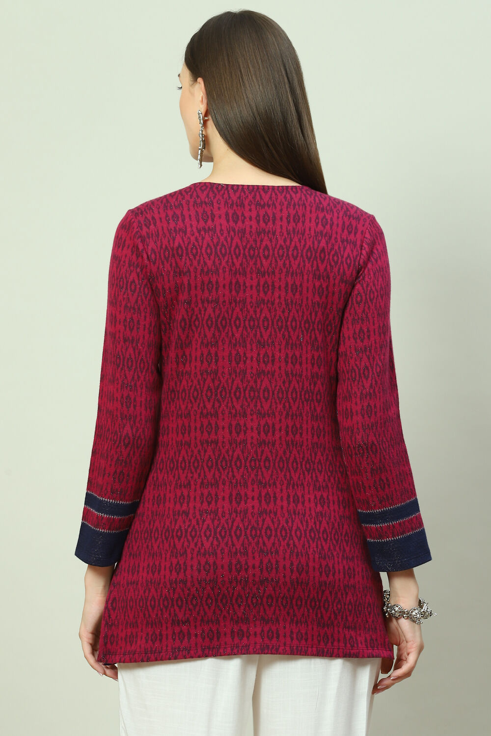 Green Poly Metallic Straight Printed Kurti image number 4