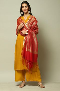 Red Cotton Blend Yarndyed Dupatta image number 2