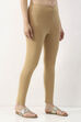 Maroon Cotton Lycra Solid Fitted Cropped Leggings image number 3