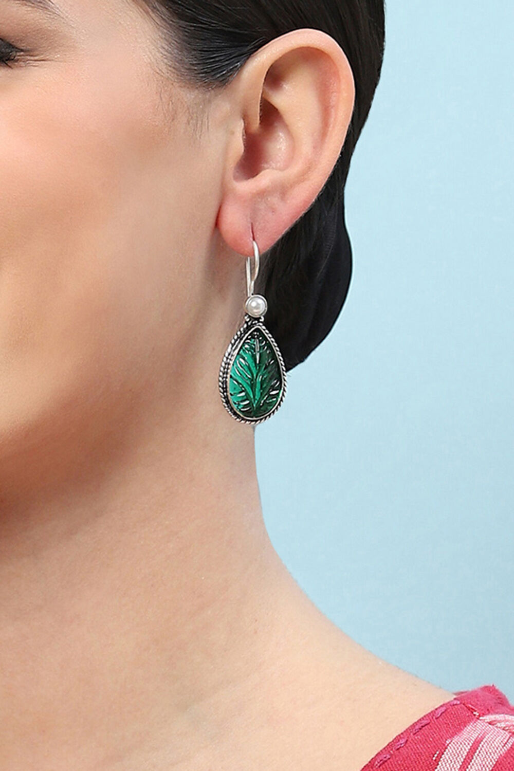 Green Brass Earrings image number 1