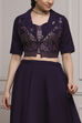 Purple Viscose Blend Printed Fusion Set image number 7