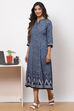 Indigo LIVA A-Line Printed Kurta Dress image number 5