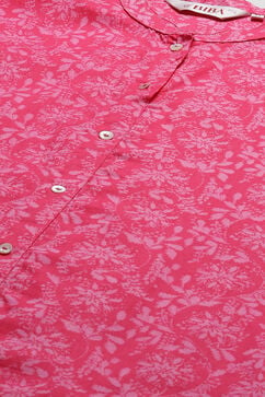 Pink Cotton Straight Kurta Palazzo Suit Set image number 1
