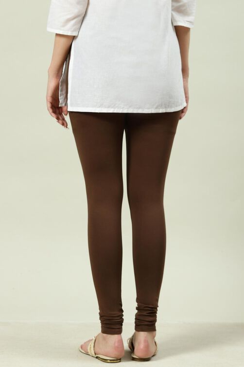 Camel Cotton Blend Solid Churidar image number 4