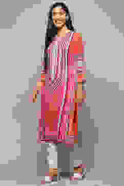 Red Rayon Straight Kurta image number 2