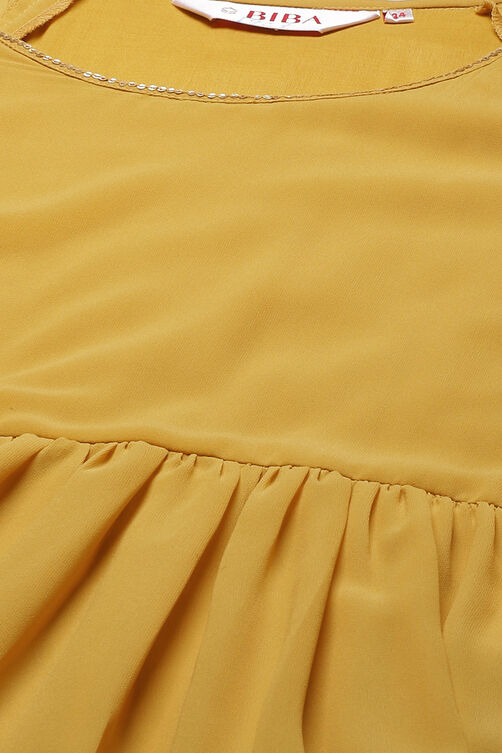 Mustard Art Silk Fusion Dress image number 1