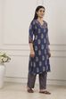 Blue Viscose Rayon Straight Kurta Palazzo Set image number 5