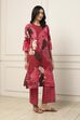 Maroon Cotton Abstract Printed Straight Suit Set image number 5