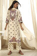 Beige Pure Cotton Printed Straight Suit Set image number 6