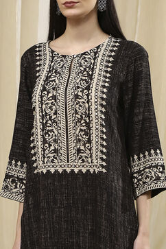Black Printed Straight Kurta image number 1