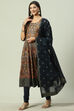 Black Cotton Anarkali Kurta Churidar Suit Set