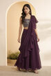 Wine Nylon Gathered Saree image number 3