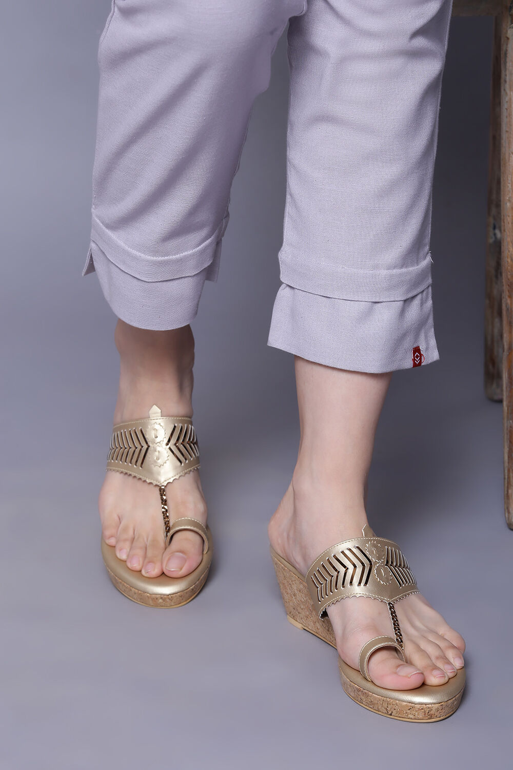 Gold Formal Slip Ons Sandals