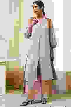 Beige Straight Printed Kurta Set image number 0