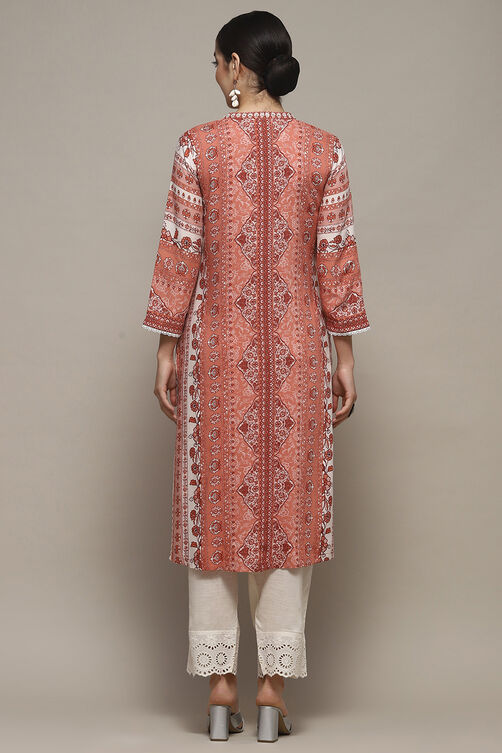 Blush Pink Viscose Straight Kurta image number 3