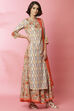 Multi-coloured Cotton Straight Kurta Skirt Suit Set image number 4