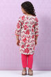 Off White Cotton Flared Printed Kurta Set image number 4