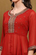 Red Georgette Printed Asymmetric Suit Set image number 1