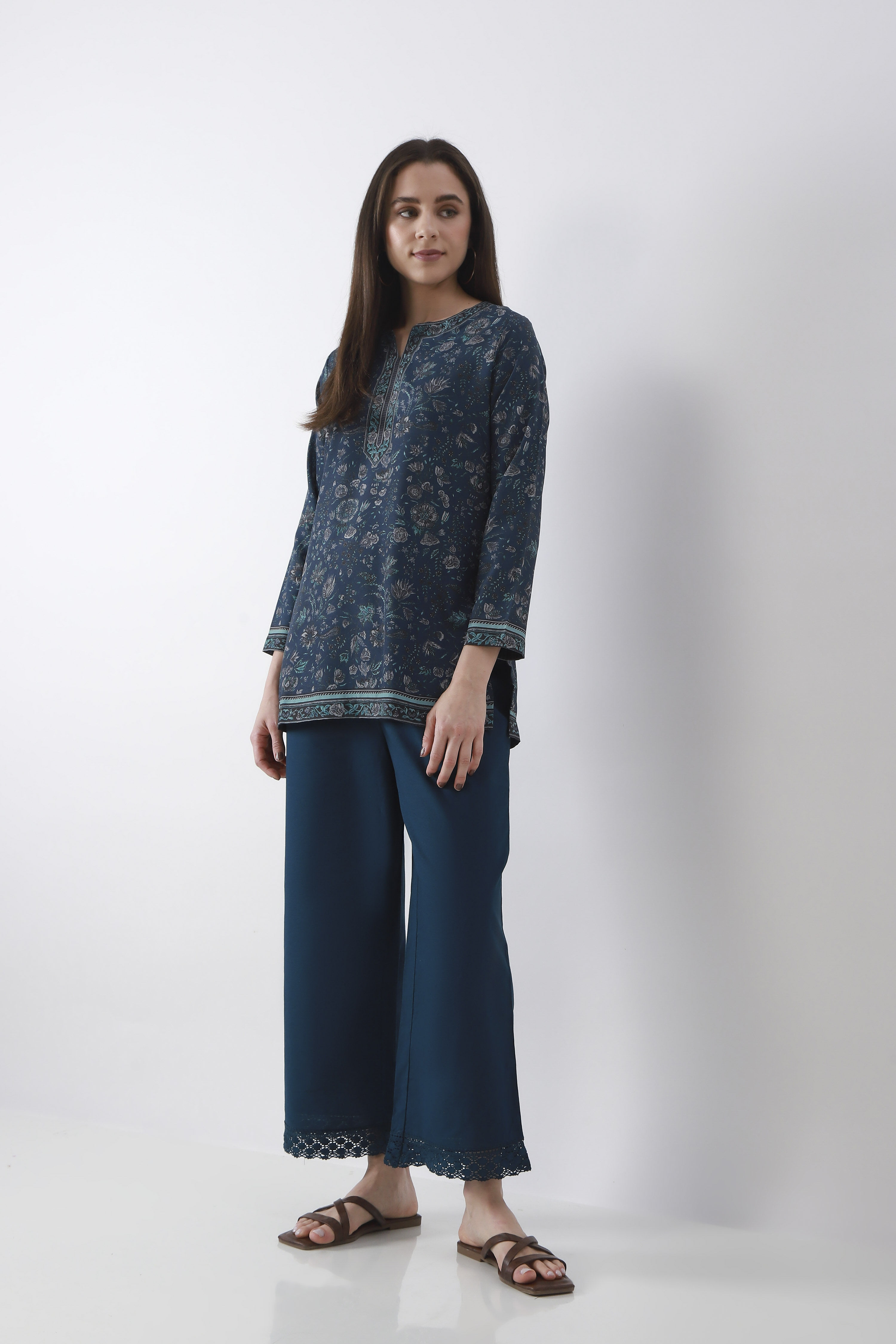 Natural Cotton Straight Palazzos image number 0