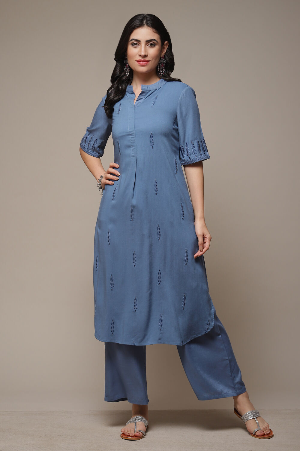 Blue LIVA Straight 2 Piece Set image number 1