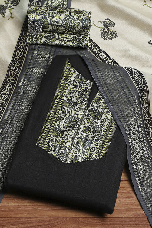 Mustard Cotton Modal Digital Print Unstitched Suit Set image number 0