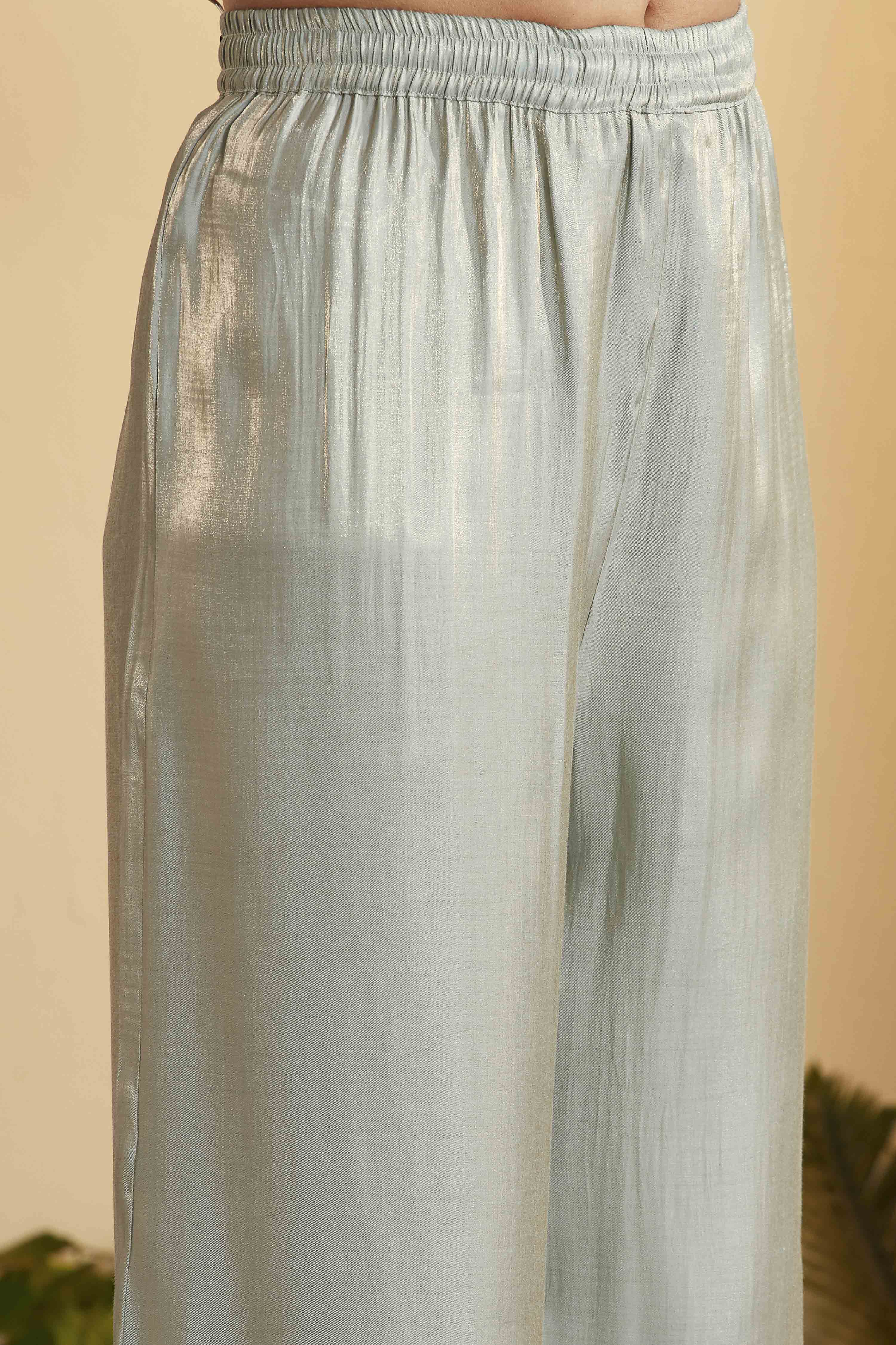 Sky Blue Viscose Rayon Straight Kurta Pants Set image number 2