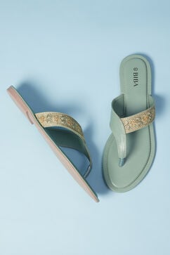 Green PU T-Straps Sandals image number 2