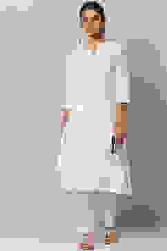 White Solid Nylon Viscose Classic Straight Kurta image number 0