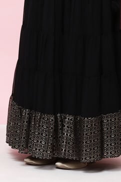 Black Flared Art Silk Skirts image number 1