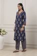 Blue Viscose Rayon Straight Kurta Palazzo Set image number 3