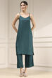 Green Polyester Straight Yarndyed Suit Set image number 7