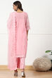 Pink Lace Design Unstitched Suit Set image number 3