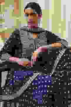 Teal Blue Georgette Embroidered Peplum Suit Set image number 8