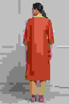 Burnt Orange Viscose Blend Solid Straight Kurta image number 3