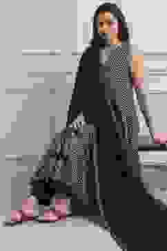 Black Cotton Printed Anarkali Suit Set image number 6