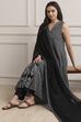 Black Cotton Printed Anarkali Suit Set image number 6