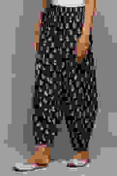 Black & White Cotton Printed Relaxed Salwar image number 2