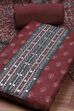 Olive Green Chanderi Rajasthani Print Unstitched Suit Set image number 1