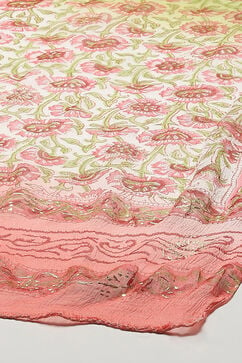 White Pink Cotton Unstitched Suit set image number 4