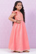 Peach Art Silk Girls Lehenga Set image number 5