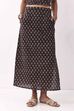 Black Cotton Floral Straight Maxi Skirt image number 4