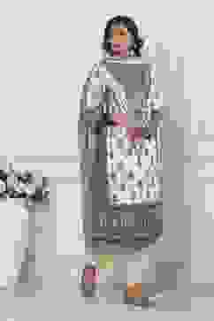 Off-White Cotton Printed Straight Suit Set image number 5