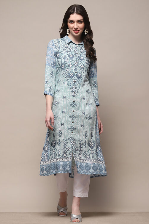 Ice Blue Rayon Straight Kurta image number 5