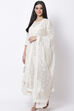 Off White Chanderi Cotton Flared Suit Set image number 3